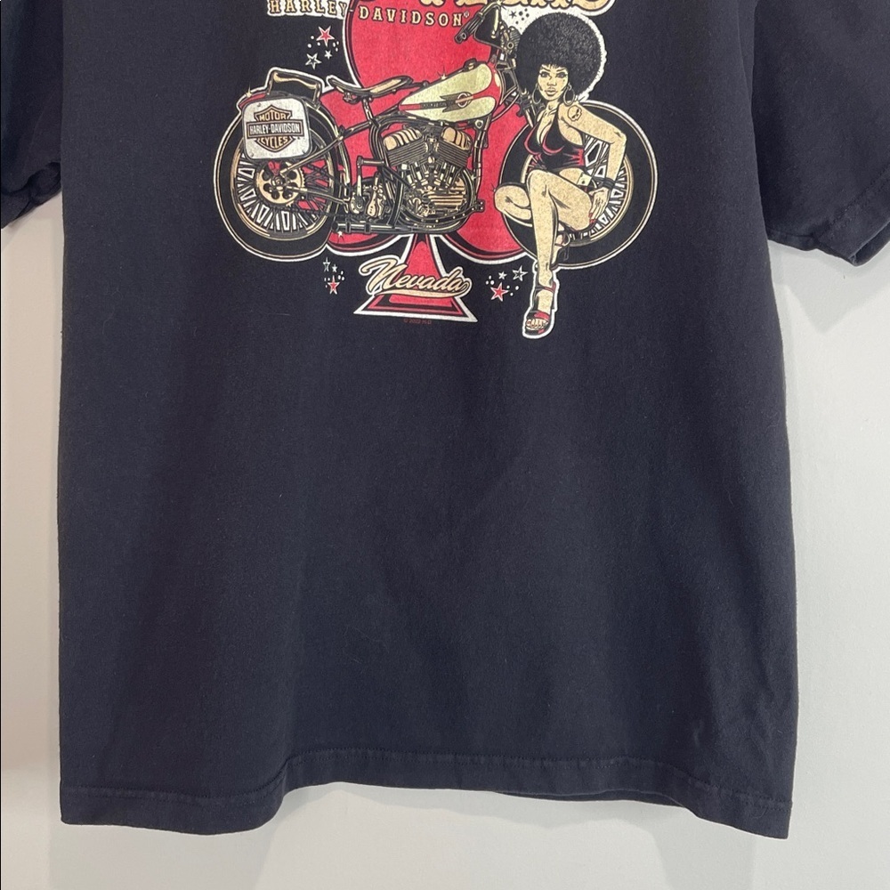 Harley Davidson Men’s Las Vegas Pinup Style Graphic T-Shirt Black Front Back L - Picture 5 of 11